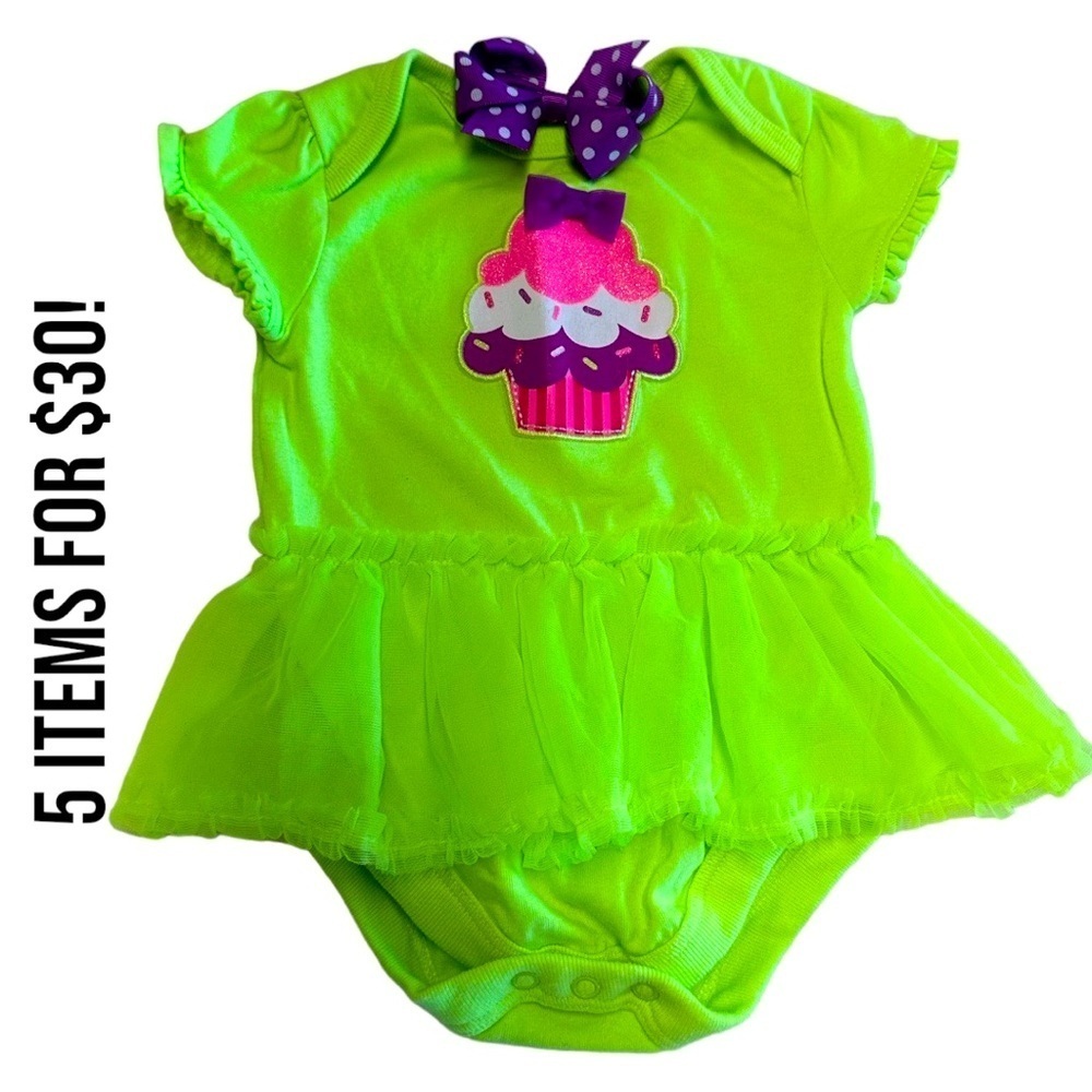 5/$30 Garanimals 3-6m Dress Romper & Bow Matching Set​